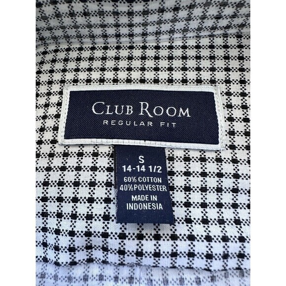 Club Room Mens Essential Check Dress Shirt Regular Fit Black White Size Small - Picture 4 of 5